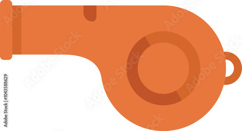 Orange whistle blowing to make a loud, high pitched sound for sports, safety, and emergencies