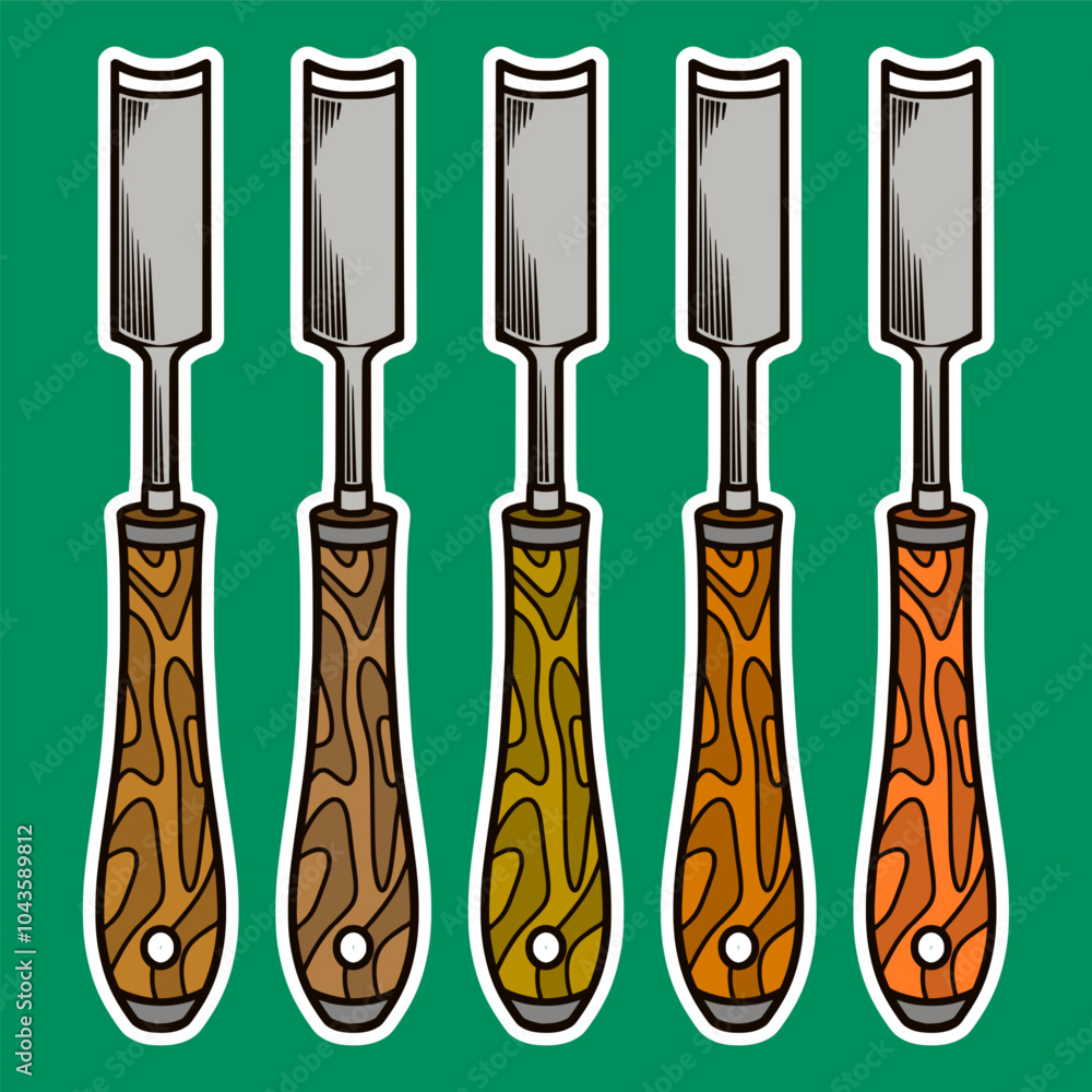 Wood Carving Tool Sticker Illustration