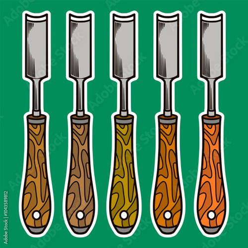 Wood Carving Tool Sticker Illustration