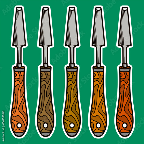 Wood Carving Tool Sticker Illustration