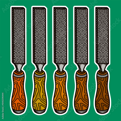 Carpenter File Tool Sticker Illustration