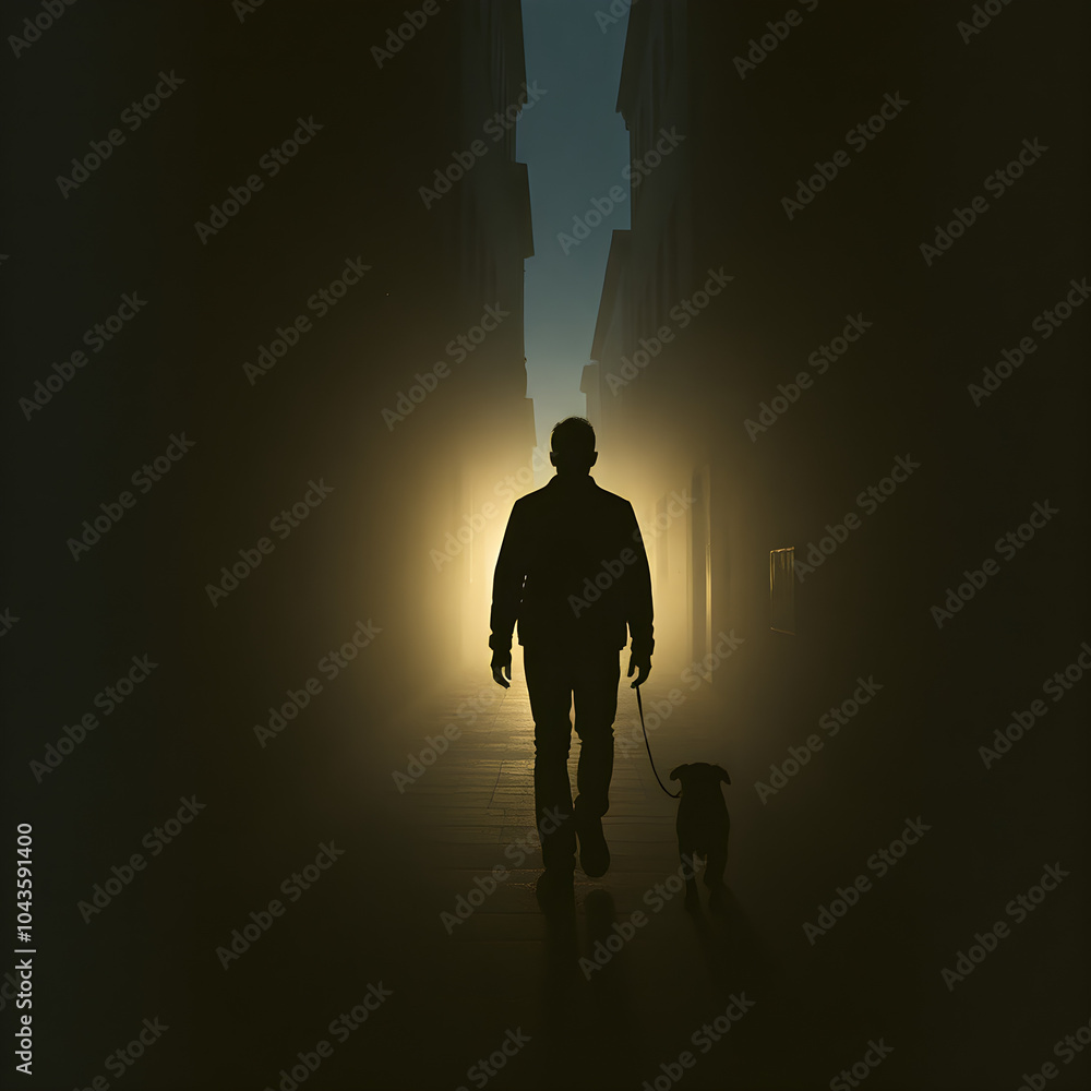 Obraz premium silhouette of a man in a alley 