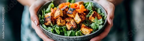 Hands Holding Fresh Salad w...