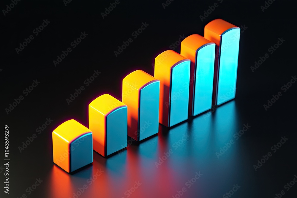 Stylish bars representing growth on a sleek dark background, ideal for showing progress and success in business.