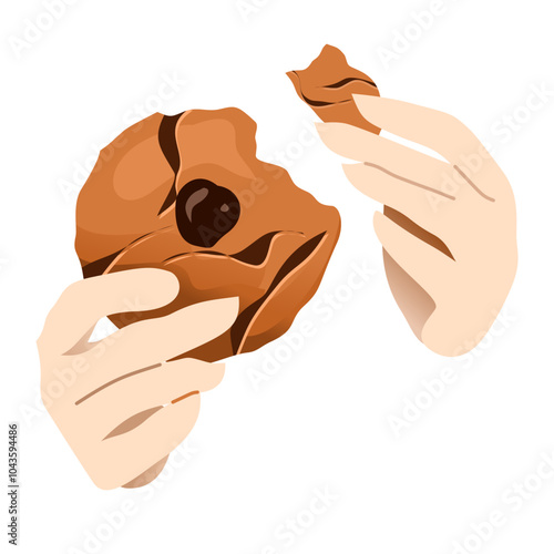 hand holding biscuit or cookies chocolate