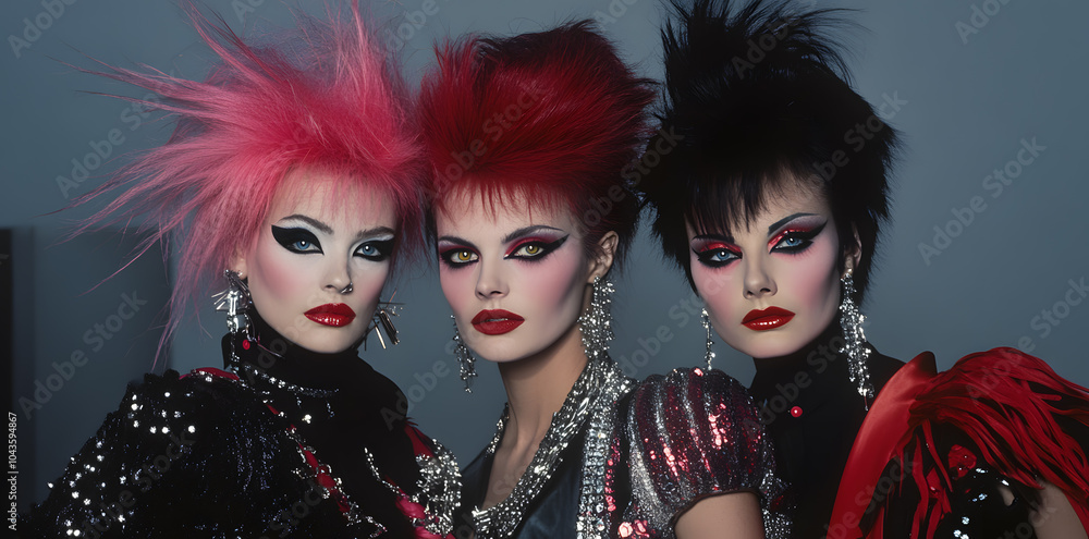 Obraz premium Glam rock band portrait in the 1980s 