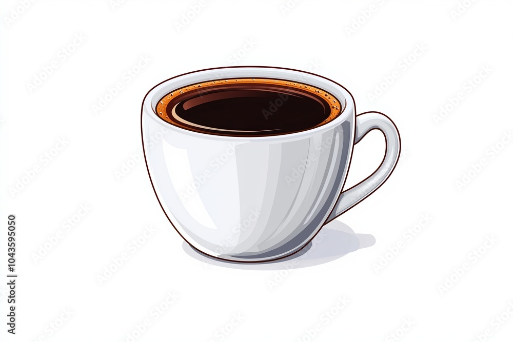 Obraz premium Coffee cup filled with black coffee, white isolate background