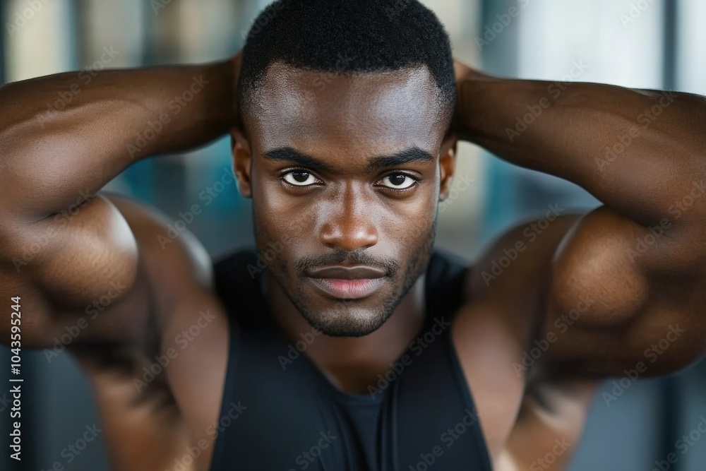 Black Man Stretching. Gym Portrait of a Fitness Enthusiast Warming Up His Arm Muscles