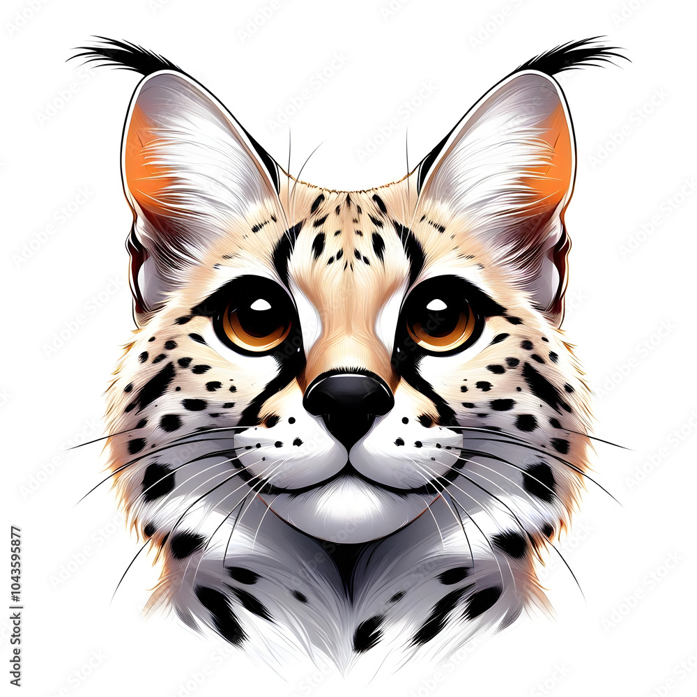 Fototapeta premium 흰 배경, 서벌, 애니메이션 아트 (white background, serval, animation art) 