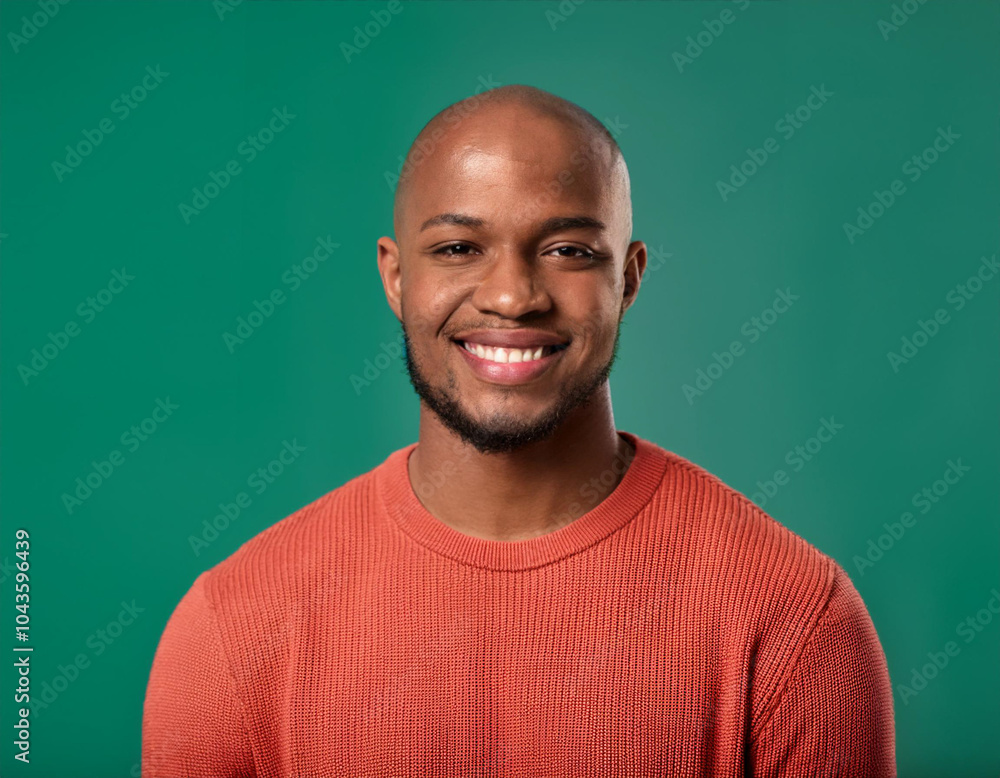 Fototapeta premium Studio Portrait of Handsome Young Man Happily Smiling Against Green Background