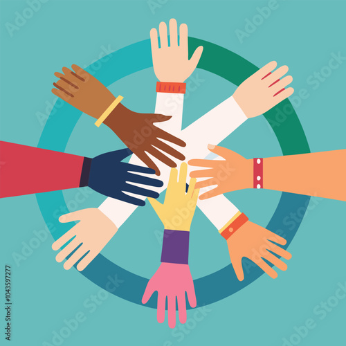 International Day for Tolerance Vector Illustration on November 16 with Holding Hands of Different Skin Colors for Human Solidarity in Flat Cartoon design sample