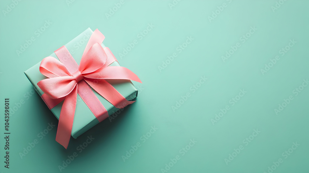 Minimalistic Gift Box with Ribbon Bow on Soft Pastel Background Minimalistic Gift Box with Ribbon Bow on Soft Pastel Background