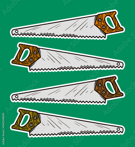 Hand Saw Doodle Sticker Illustration
