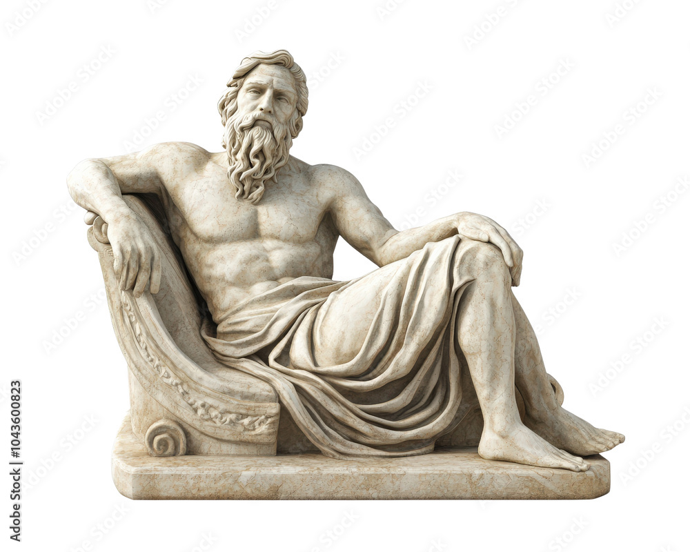 A statue of a man with a beard and a robe A statue of a man with a beard and a robe