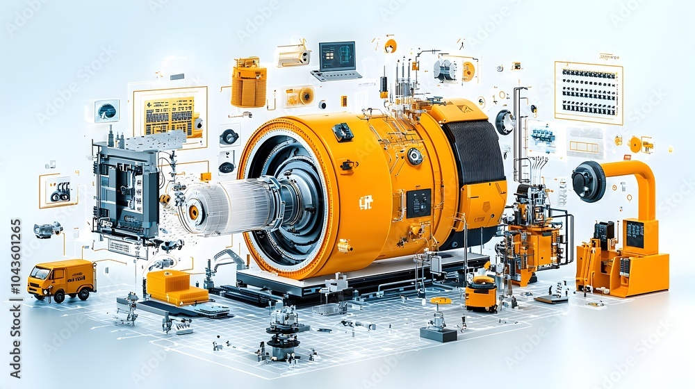 Detailed 3D cross section showcasing the inner workings and precision machinery of a state of the art semiconductor manufacturing facility