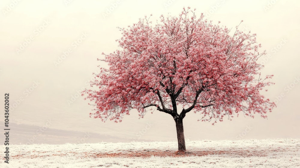 cerry tree with high quality background in winter season as real life cerry tree with high quality background in winter season as real life