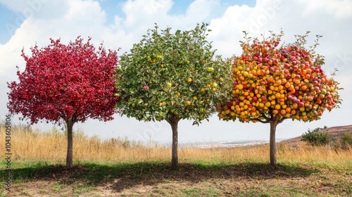 different fruit tree in different seasons as real life 