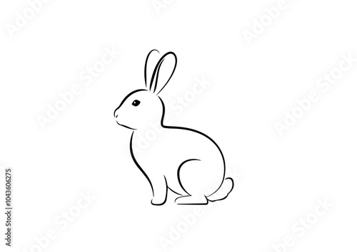 Funny Bunny Rabbit coloring page vector for kids,Animal coloring page