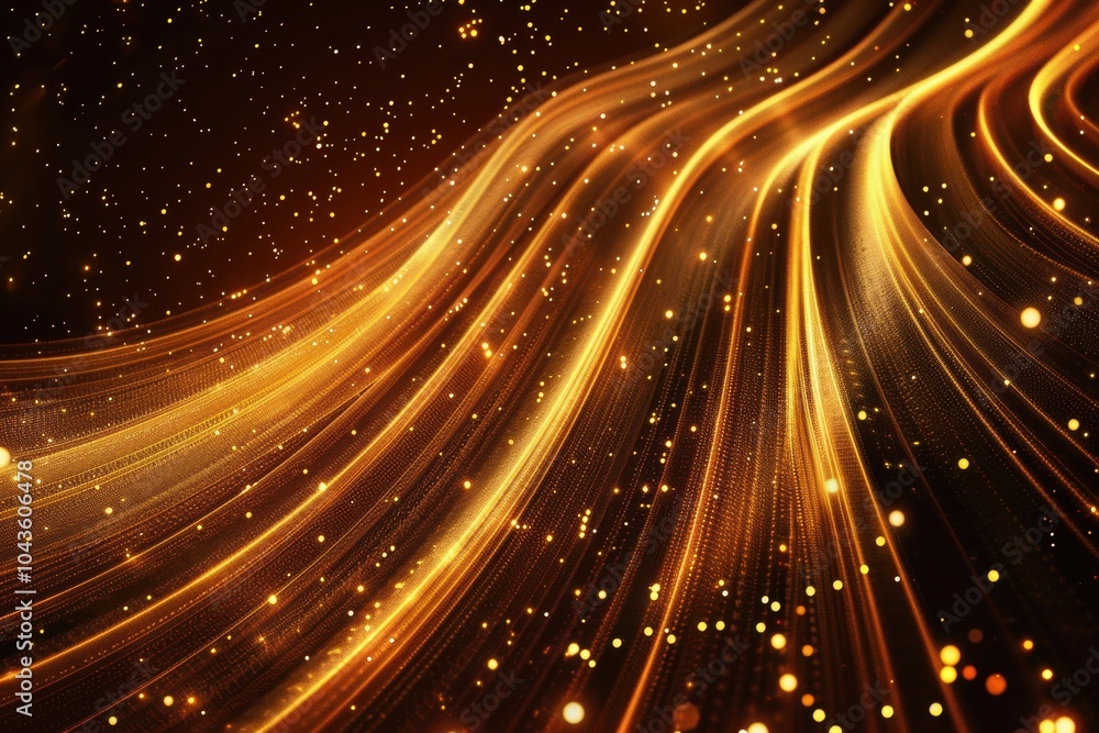 Fototapeta premium Golden glow with sparkling festive lights in an abstract design