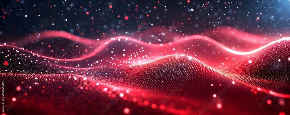 Abstract Red Glowing Particles Wave Background Abstract Red Glowing Particles Wave Background