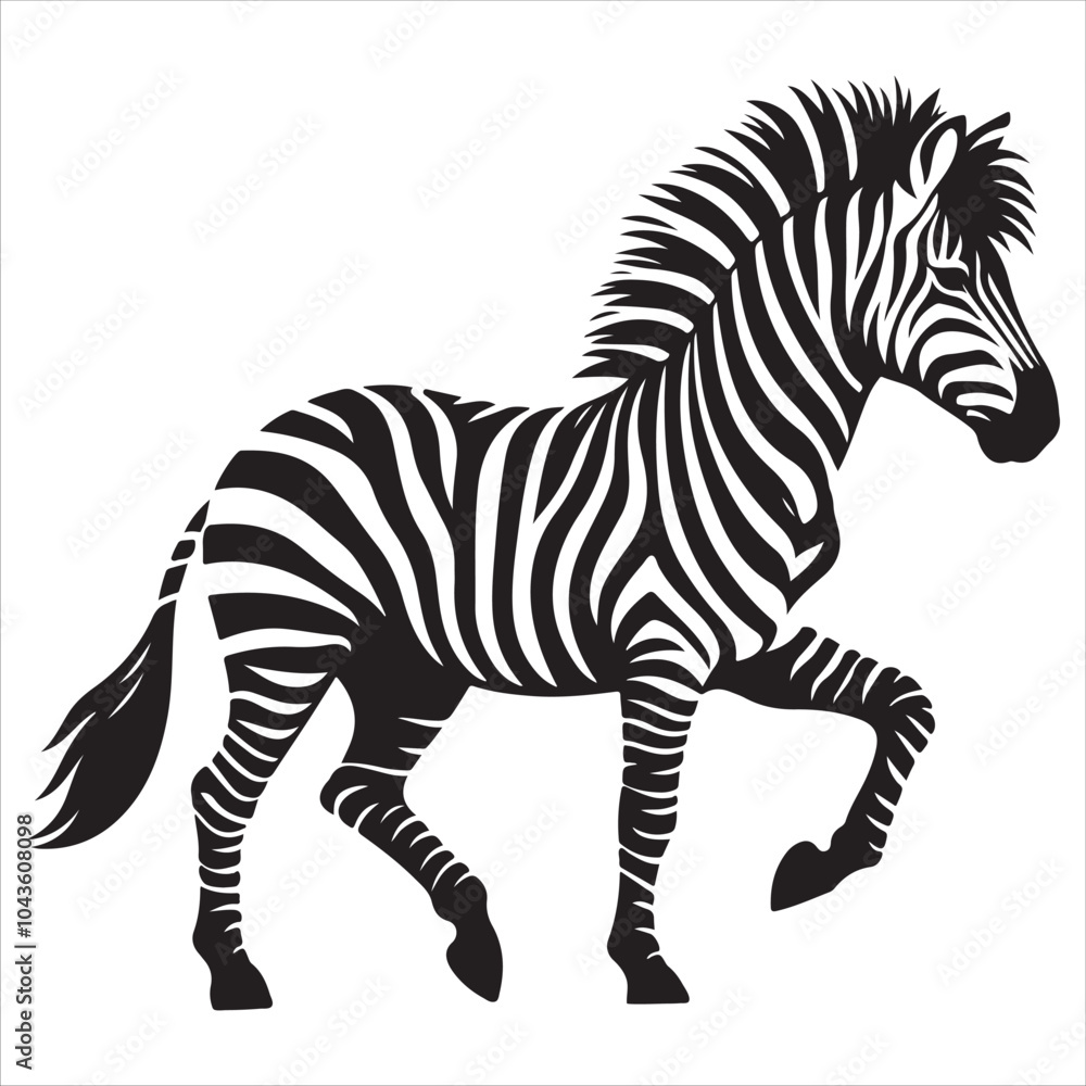 Fototapeta premium a black and white zebra silhouette running free