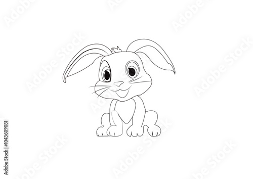 Funny Bunny Rabbit coloring page vector for kids,Animal coloring page