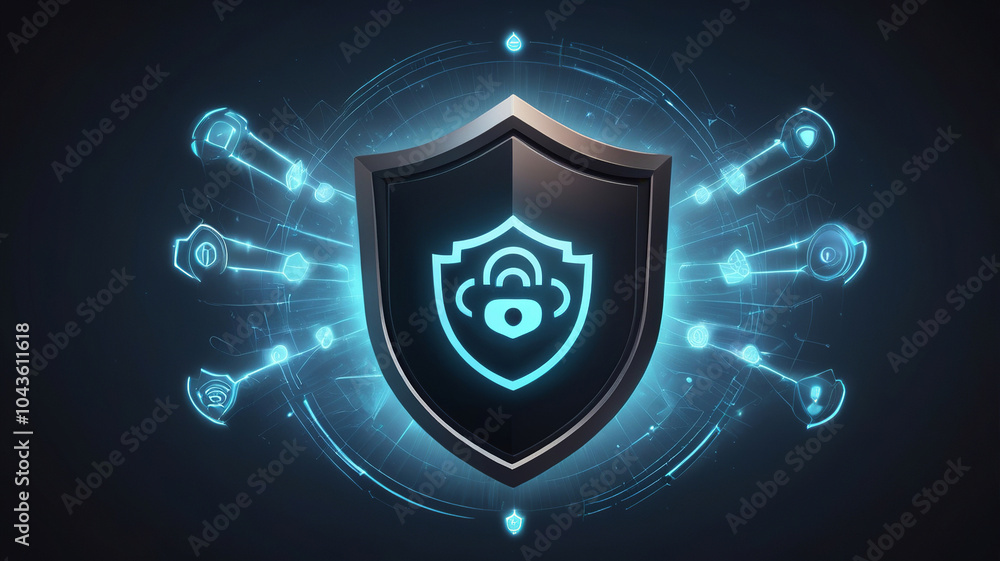 Fototapeta premium Hands Hovering Over Locked Shield Icon Design
