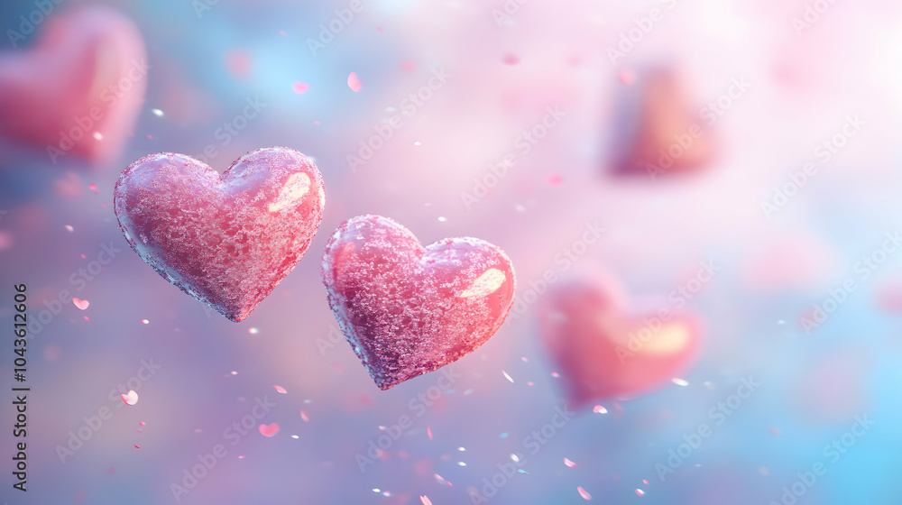 Soft Pastel Gradient Background with Floating Pink Hearts for Romantic and Whimsical Themes Soft Pastel Gradient Background with Floating Pink Hearts for Romantic and Whimsical Themes