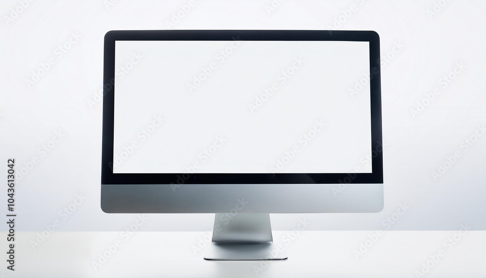 Computer monitor with blank screen isolated on white. Mock-up. Close-up. Computer monitor with blank screen isolated on white. Mock-up. Close-up.