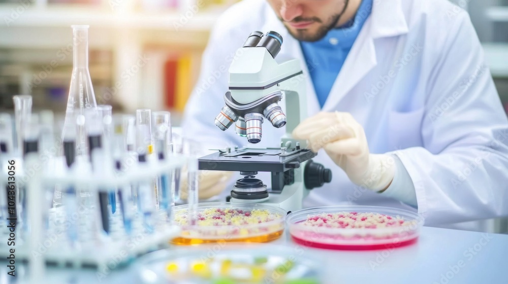 A Close-up View of Laboratory Equipment, displaying a Tidy Background with White Space, Accentuating rigorous work attitude and the Danger Inherent in Nature's Scientific Exploration. A Close-up View of Laboratory Equipment, displaying a Tidy Background with White Space, Accentuating rigorous work attitude and the Danger Inherent in Nature's Scientific Exploration.