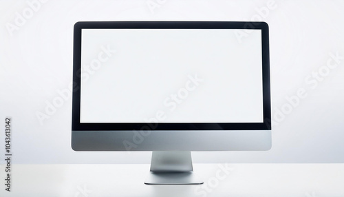 Computer monitor with blank screen isolated on white. Mock-up. Close-up.