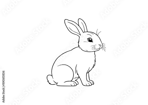 Funny Bunny Rabbit coloring page vector for kids,Animal coloring page