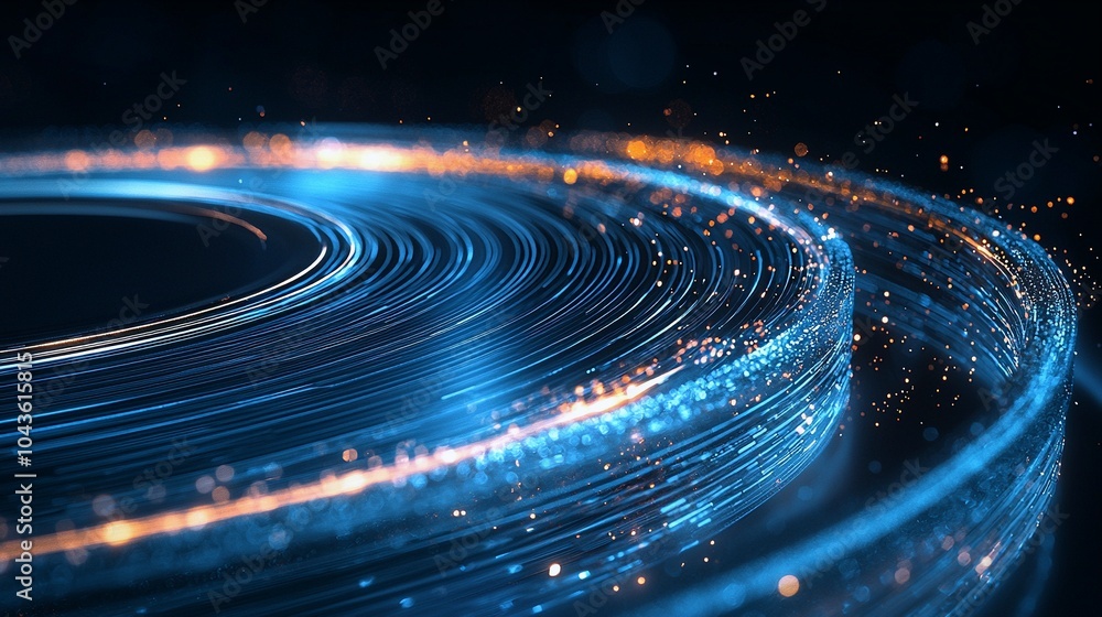 Obraz premium Glowing Rotating Disc: Translucent Design with Illuminated Lines