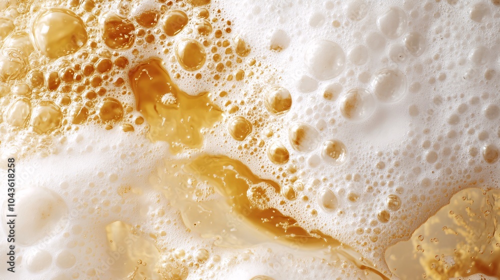 Close-up view of golden beer with frothy white foam, bubbles rising, and a refreshing appearance. Ideal for beverage promotions and events. Close-up view of golden beer with frothy white foam, bubbles rising, and a refreshing appearance. Ideal for beverage promotions and events.