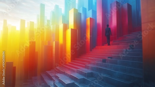 Gradient geometric design symbolizing elevation of business ideas into marketready concepts highlighting the strategic growth process and innovationdriven success photo