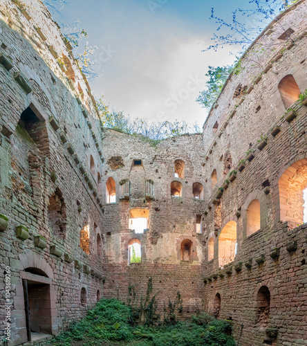 Ottrott Castles, France - 09 07 2024: View of the inside the Roman palace of the Rathsamhausen Castle. photo