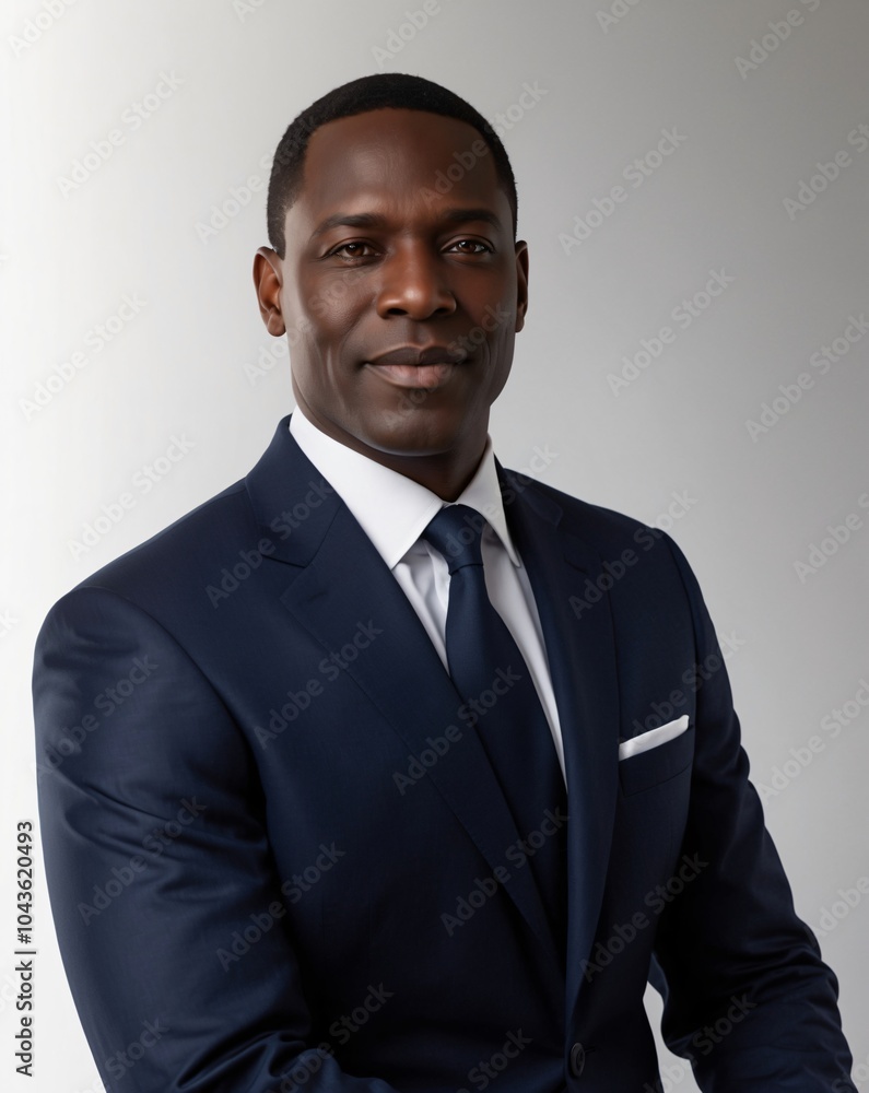 Confident Black Male Executive in Professional Suit Confident Black Male Executive in Professional Suit