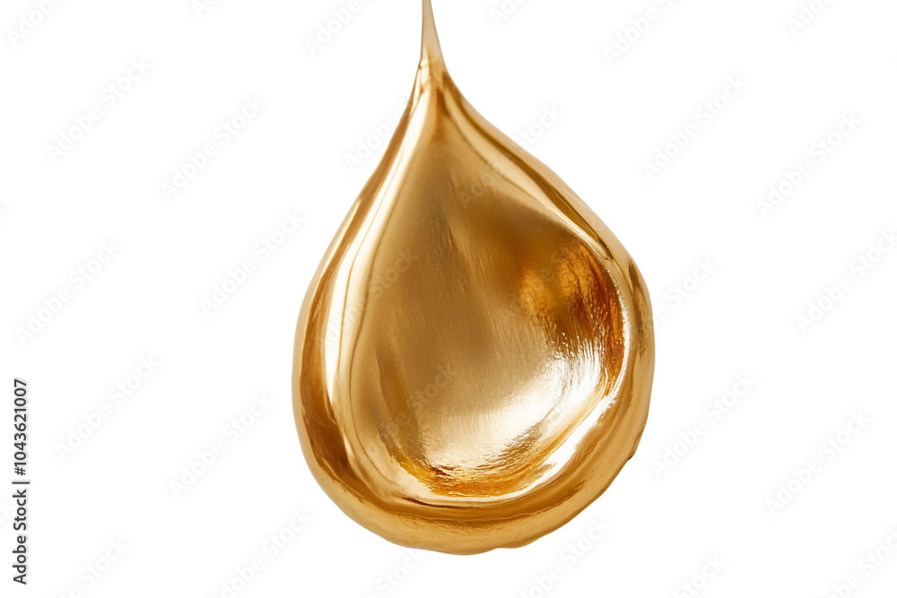Golden Drop Falling Against White Background Golden Drop Falling Against White Background