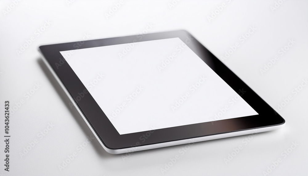 Digital tablet with blank screen against isolated white backdrop. Mock-up. Digital tablet with blank screen against isolated white backdrop. Mock-up.