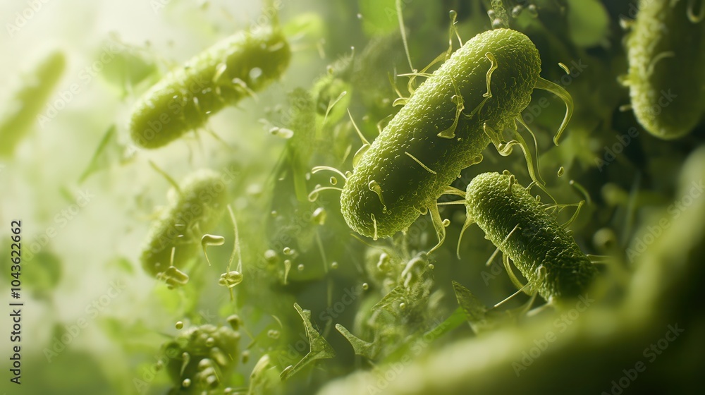 Fototapeta premium Conceptual Illustration of Bacteria in Nutrient Environment