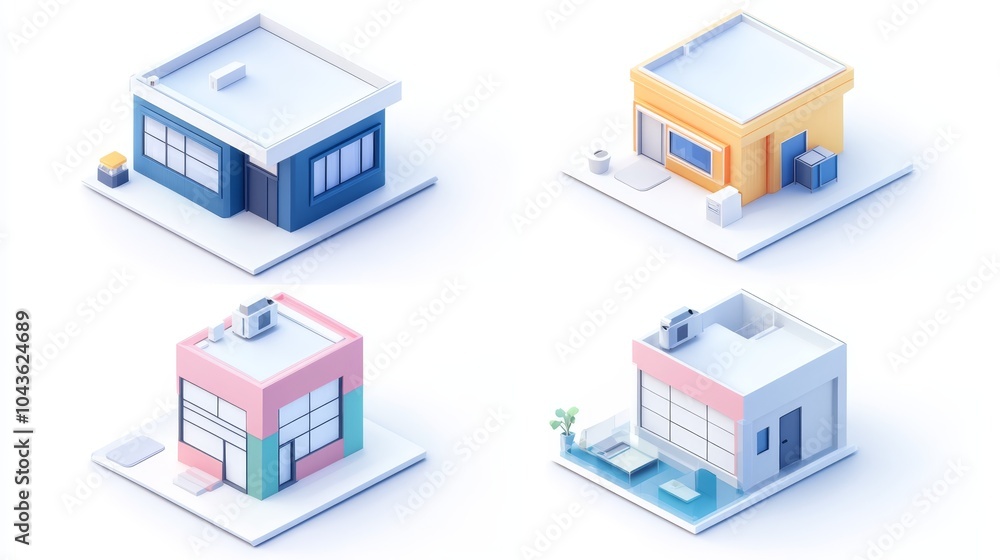 D Isometric Building Set for Architectural Visualization and Design D Isometric Building Set for Architectural Visualization and Design