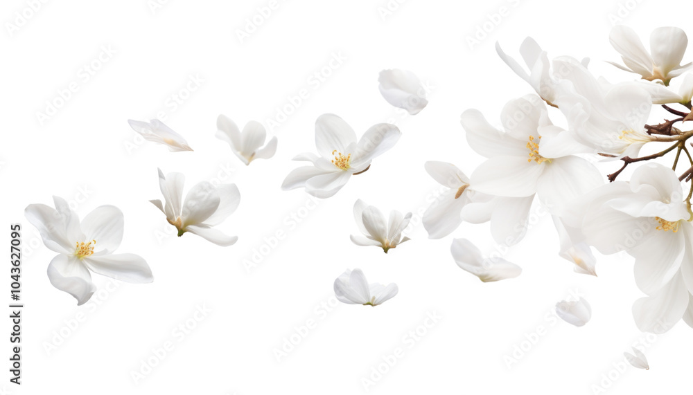 flying white petals isolated on transparent background cutout flying white petals isolated on transparent background cutout