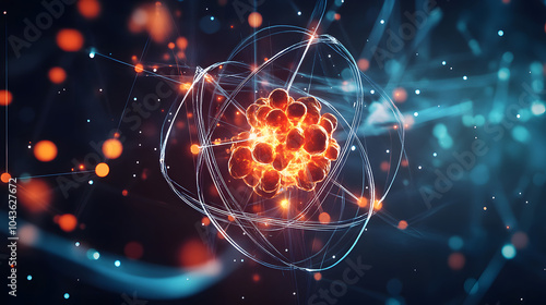 Scientific Illustration of Thorium in Nuclear Reactions with Intricate Details and Ray Effects Emphasizing Sustainability