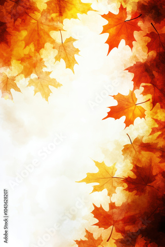 Warm fall light and red maple leaves background