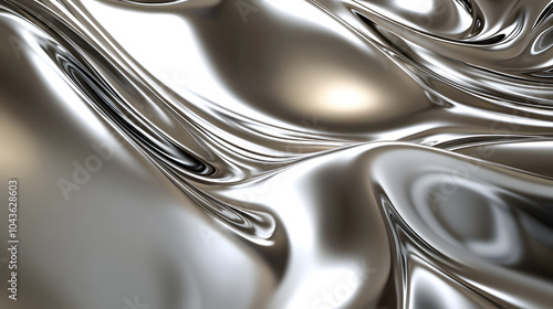 An Abstract Nickel Background with Swirling Metallic Waves and Brilliant Reflections for Contemporary Aesthetics