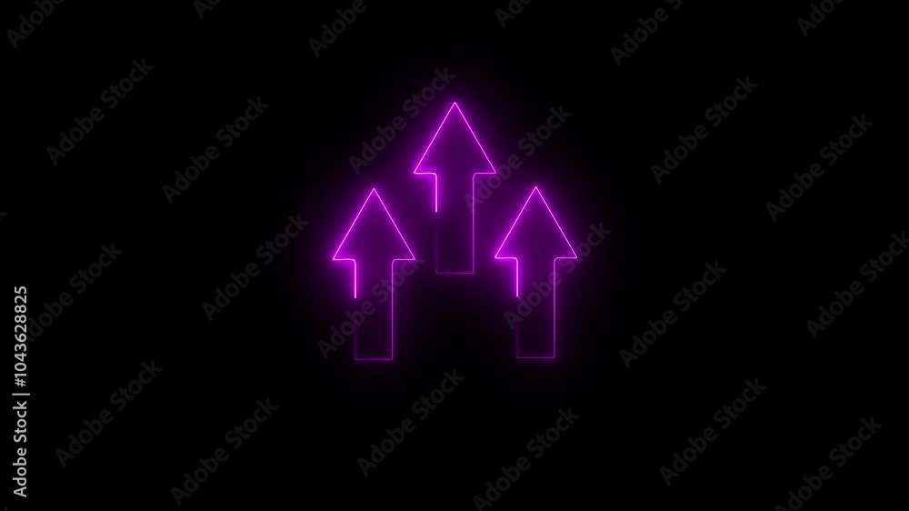 Glowing neon line of icon and up arrow isolated on transparent background. Glowing neon line of icon and up arrow isolated on transparent background.