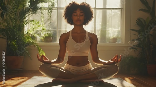 Wallpaper Mural Woman Meditating in Peaceful Studio with Natural Lighting Focused on Mental and Emotional Recovery Torontodigital.ca