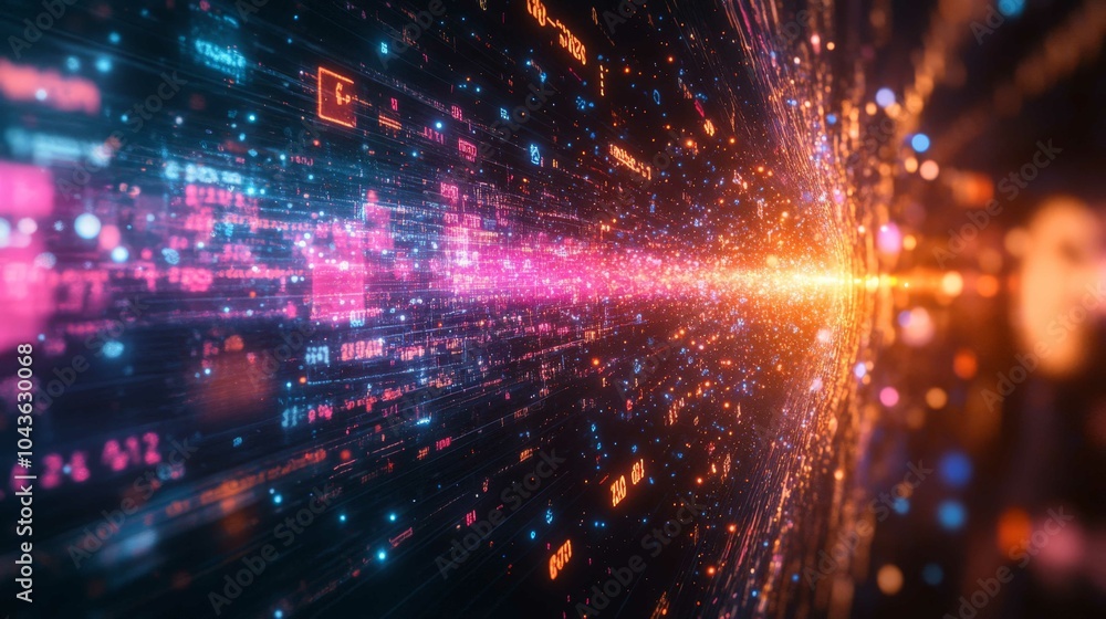 Obraz premium Digital Flowing Tunnel of Light and Color