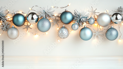 Elegant blue and silver hanukkah garland with christ-inspired decor for a festive celebration photo