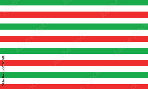 Linear endless pattern in Christmas colors. Three color lines. Red, white and green background. Christmas colors in a stripe. Striped background